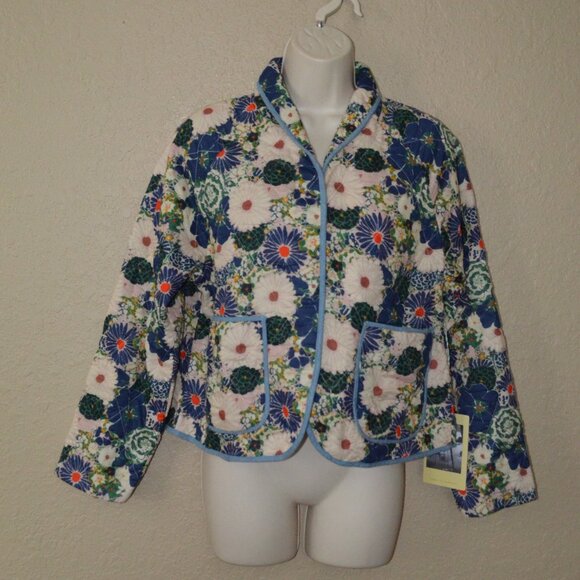 NWT $382 By Trovata Birds of Pardise August Quilted Medley Floral Jacket - Picture 2 of 8